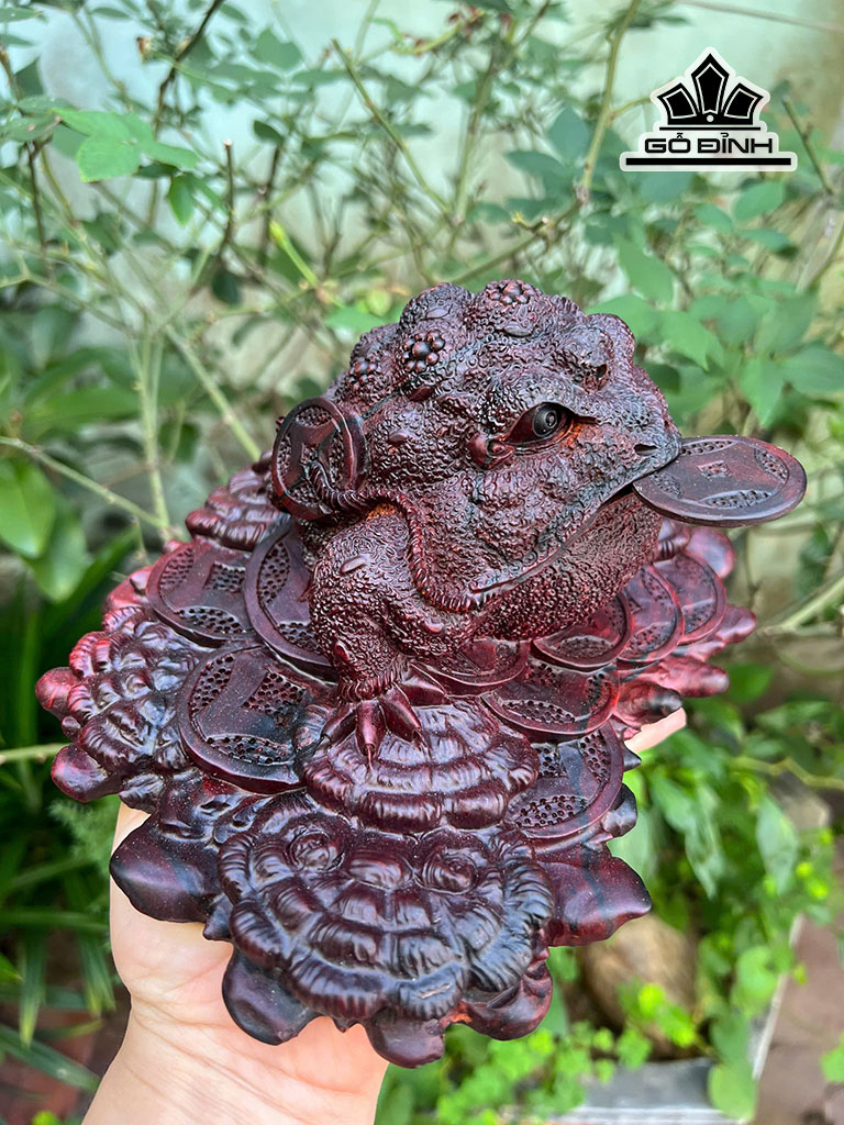 Tượng Thiềm Thừ Gỗ Trắc Cao 12 Ngang 21 Sâu 17 (cm)