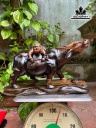 Tượng Tiểu Đồng Chăn Trâu Gỗ Mun Hoa Cao 22 Ngang 40 Sâu 12 - Cả Kỷ 32 (cm)