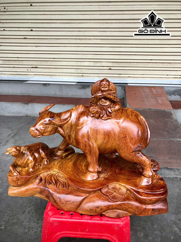 Tiểu Đồng Chăn Trâu Thổi Sáo Gỗ Hương Cao 36 Ngang 47 Sâu 23 (cm)