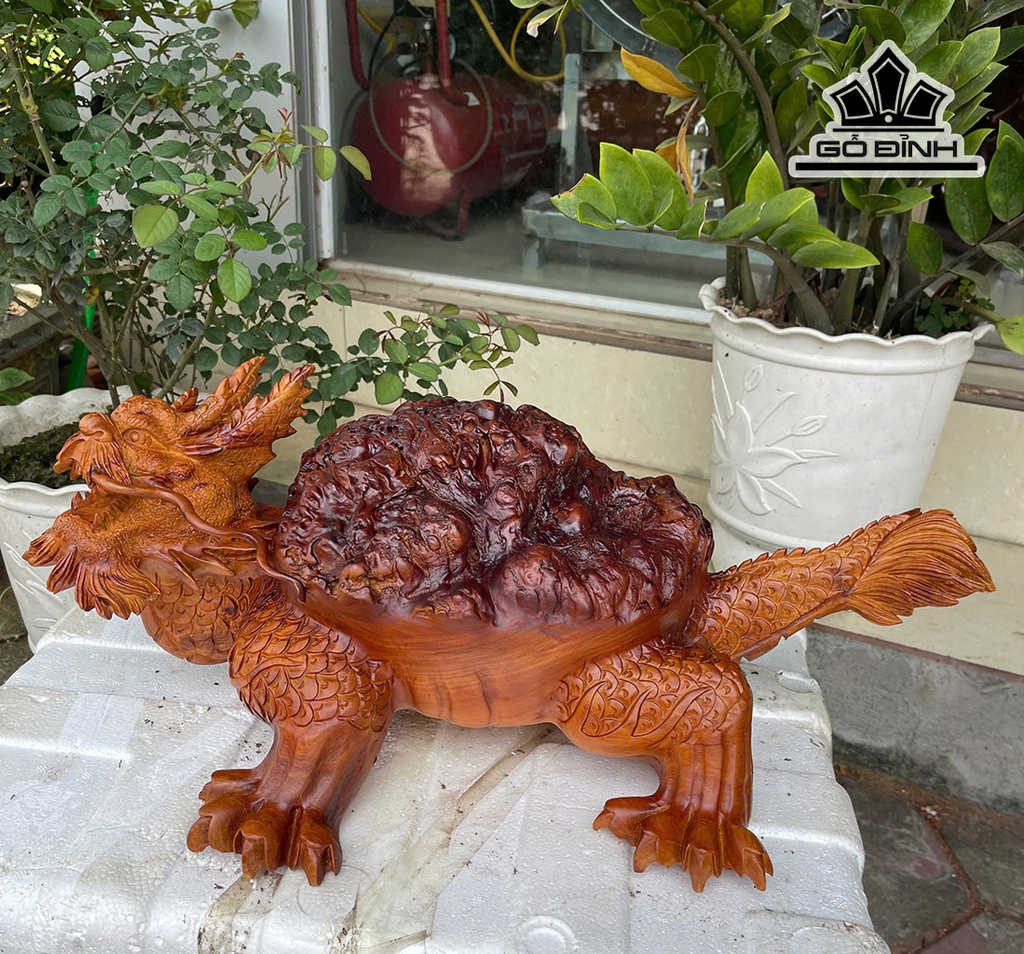 Tượng Long Quy Gỗ Hương Cao 23 Ngang 59 Sâu 35 (cm)
