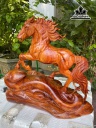 Tượng Ngựa Phong Thủy (Nhất Mã Thong Dong) Gỗ Hương Cao 35 Ngang 38 Sâu 17 (cm)