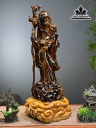 Tượng La Hán Trường My Gỗ Mun Hoa Cao Cả Đế 54 - Đế Cao 10 Ngang 23 Sâu 23 (cm) Đế Gỗ Hương