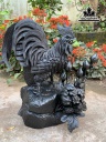 Tượng Gà Trống Gỗ Mun Sừng Cao 40 Ngang 42 Sâu 27 (cm)