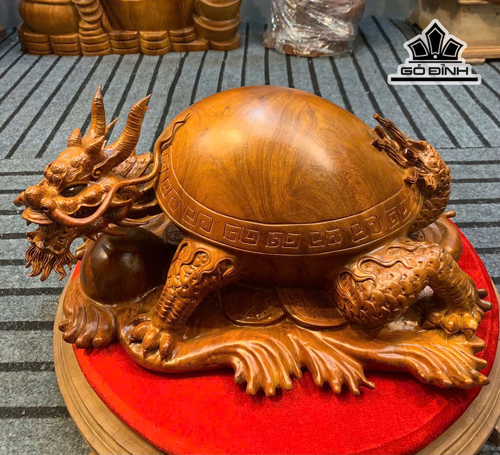 Tượng Long Quy Gỗ Hương Cao 25 Ngang 48 Sâu 38 (cm)