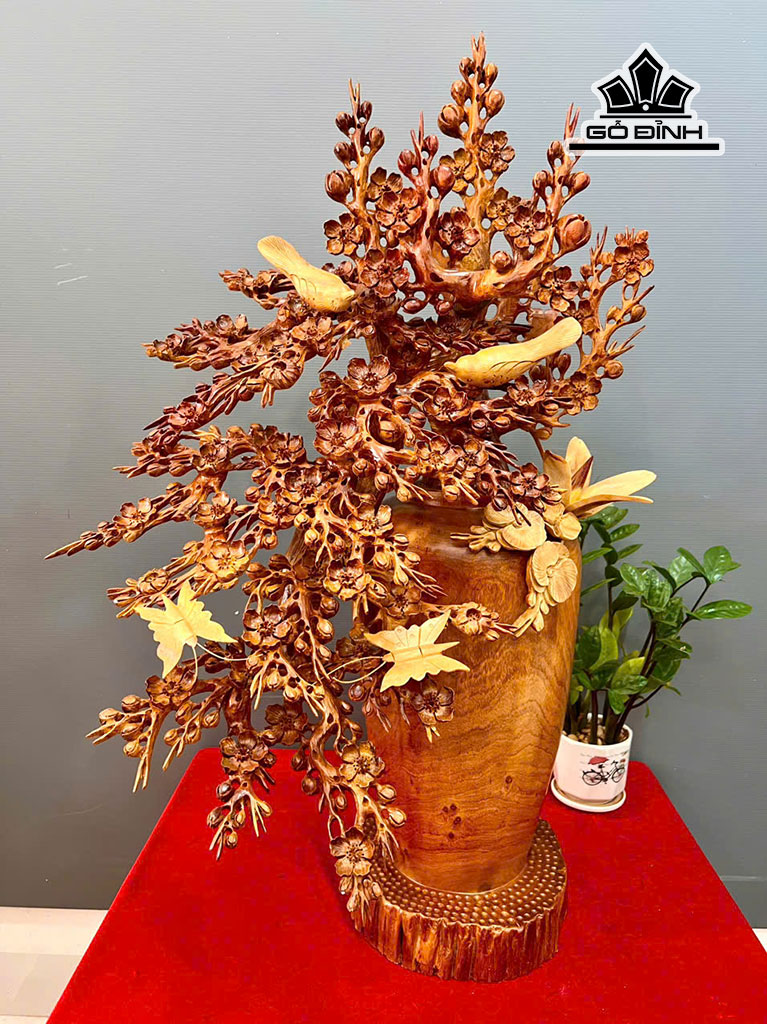 Bình Mai Phú Quý Gỗ Hương Cao 90 Ngang 60 Sâu 46 (cm)