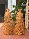 Cặp Lục Bình Chim Công Gỗ Ngọc Am Cao 100 Ngang 40 Sâu 29 (cm)
