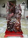 Tượng Long Phụng Sum Vầy Gỗ Trắc Cao Cả Kỷ 77 Ngang 42 Sâu 20 (cm) - Kỷ Cao 10 (cm)