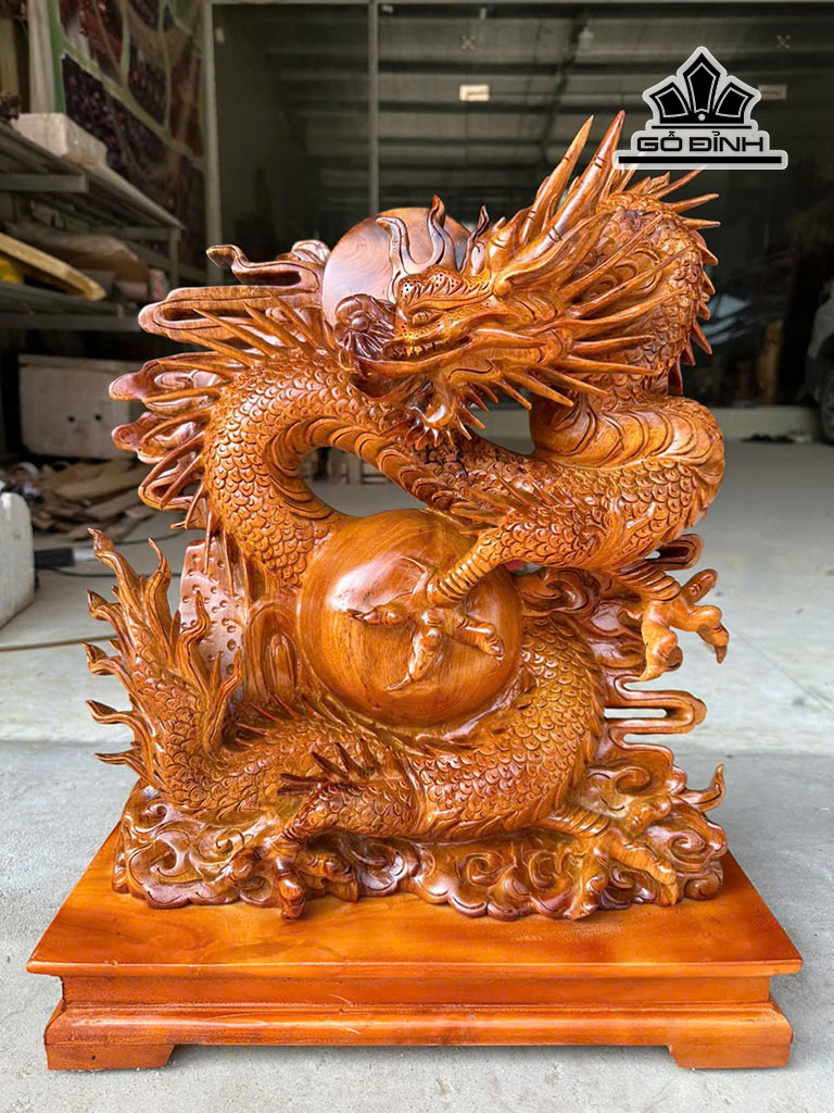 Tượng Nhất Long Gỗ Hương Cao Cả Kỷ 56 - Riêng Kỷ Cao 7 Ngang 45 Sâu 25 (cm)