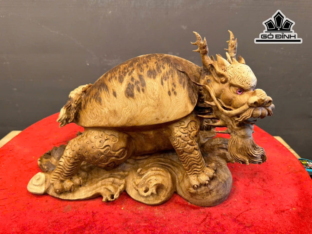 Tượng Long Quy Gỗ Nu Ngọc Am Cao 23 Ngang 35 Sâu 23 (cm)