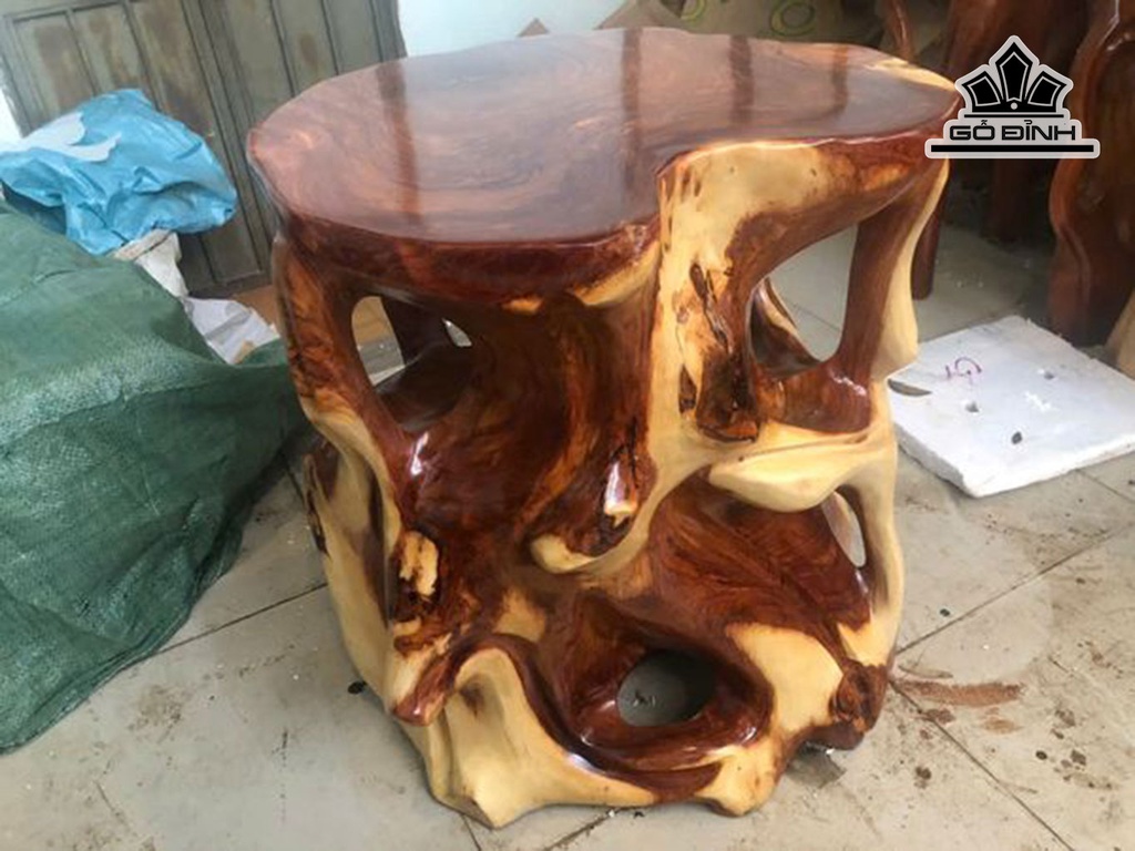 Đôn Gỗ , Gỗ Gõ Đỏ (Cà te) Cao 55 Mặt 45-41 (cm) DC203