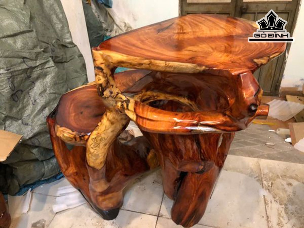 Đôn Gỗ , Gỗ Gõ Đỏ (Cà te) Tầng Trên Cao 70 Mặt 41-33 - Tầng Dưới Cao 49 Mặt 45-27 (cm) DC189