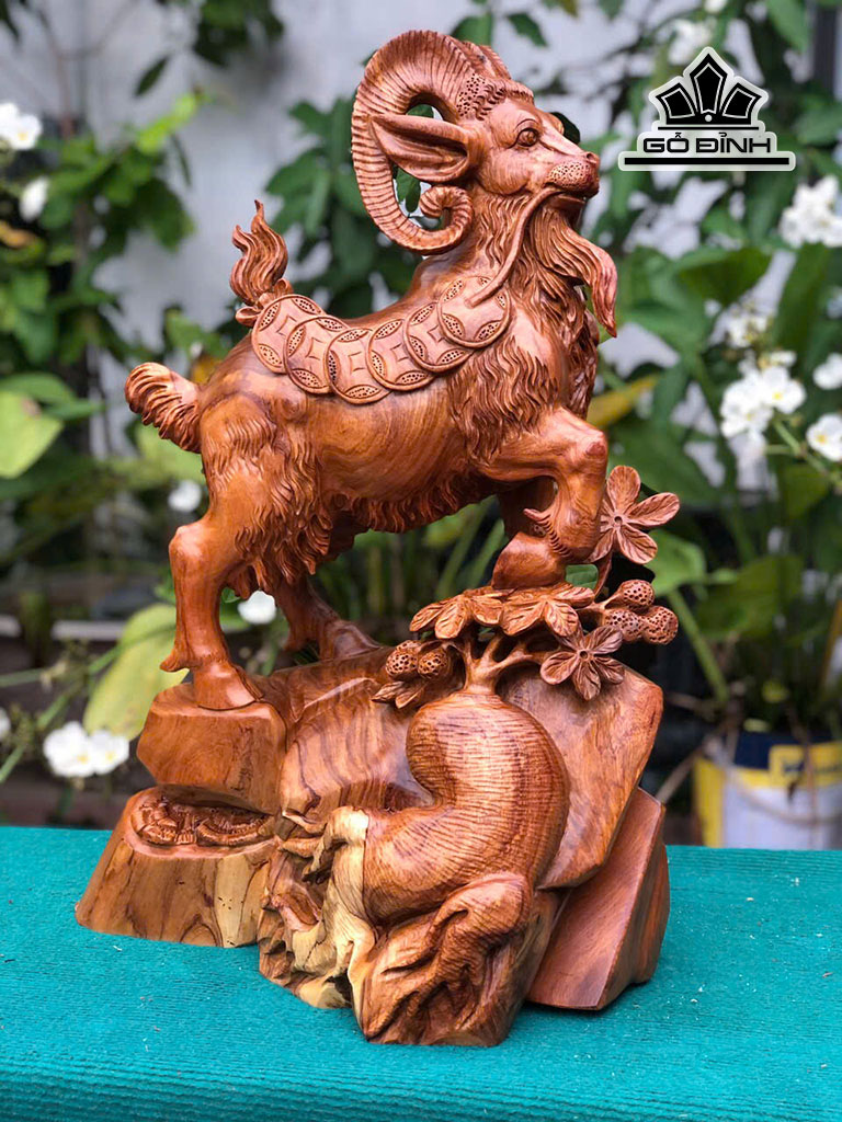 Tượng Nhất Dương Gỗ Hương Cao 58 Ngang 39 Sâu 25 (cm)