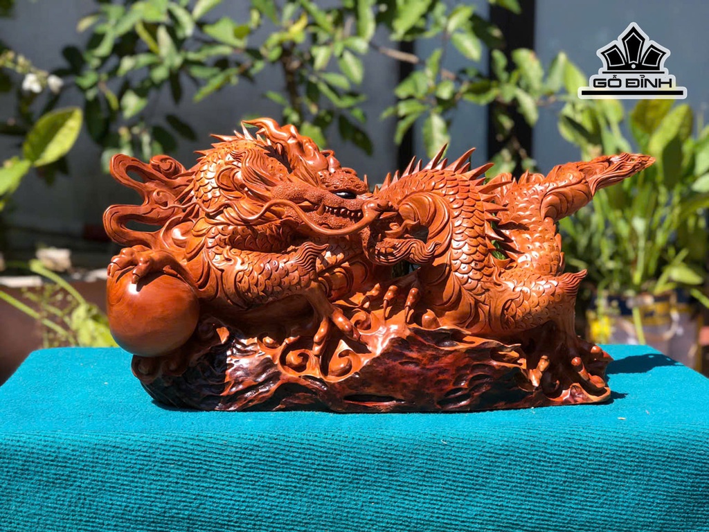 Tượng Nhất Long Gỗ Đinh Hương Cao 29 Ngang 65 Sâu 26 (cm)