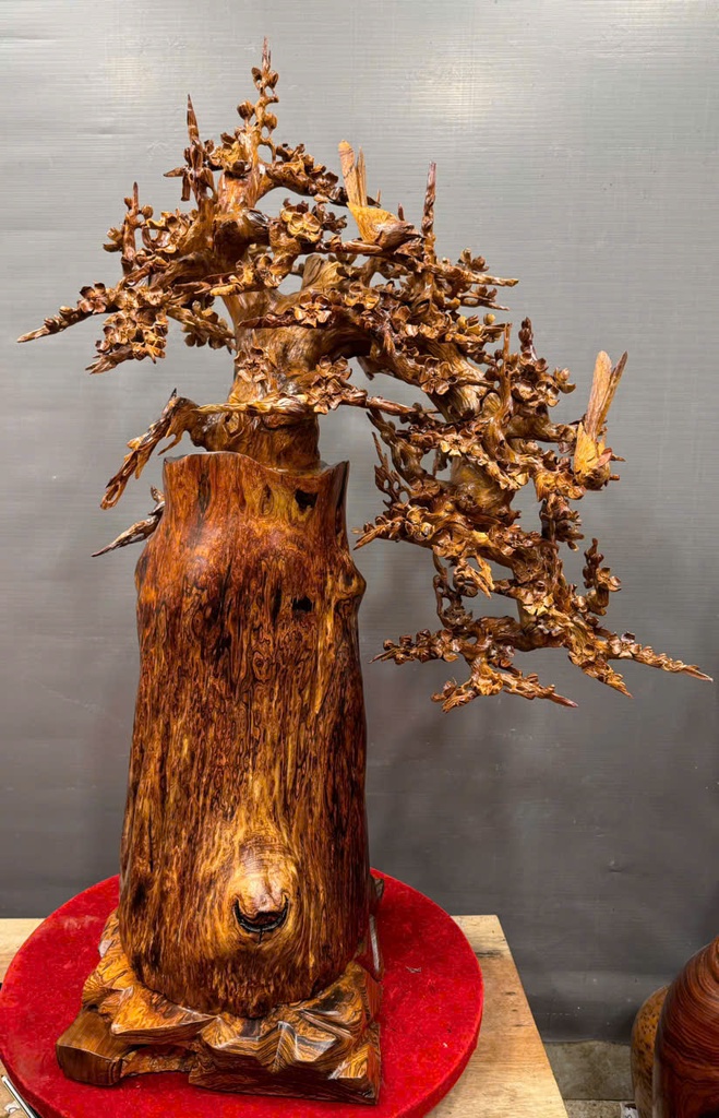 Bình Hoa Mai Gỗ Cẩm Việt Cao 108 Ngang 80 Sâu 50 (cm) Nặng 37kg