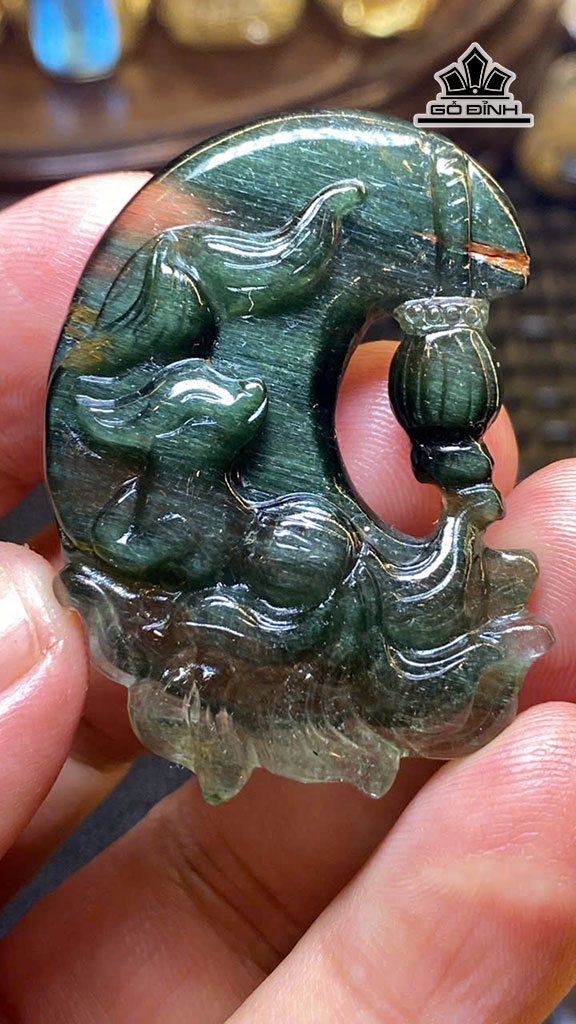 Hồ Ly Đá Thạch Anh Tóc Xanh 81,60cts