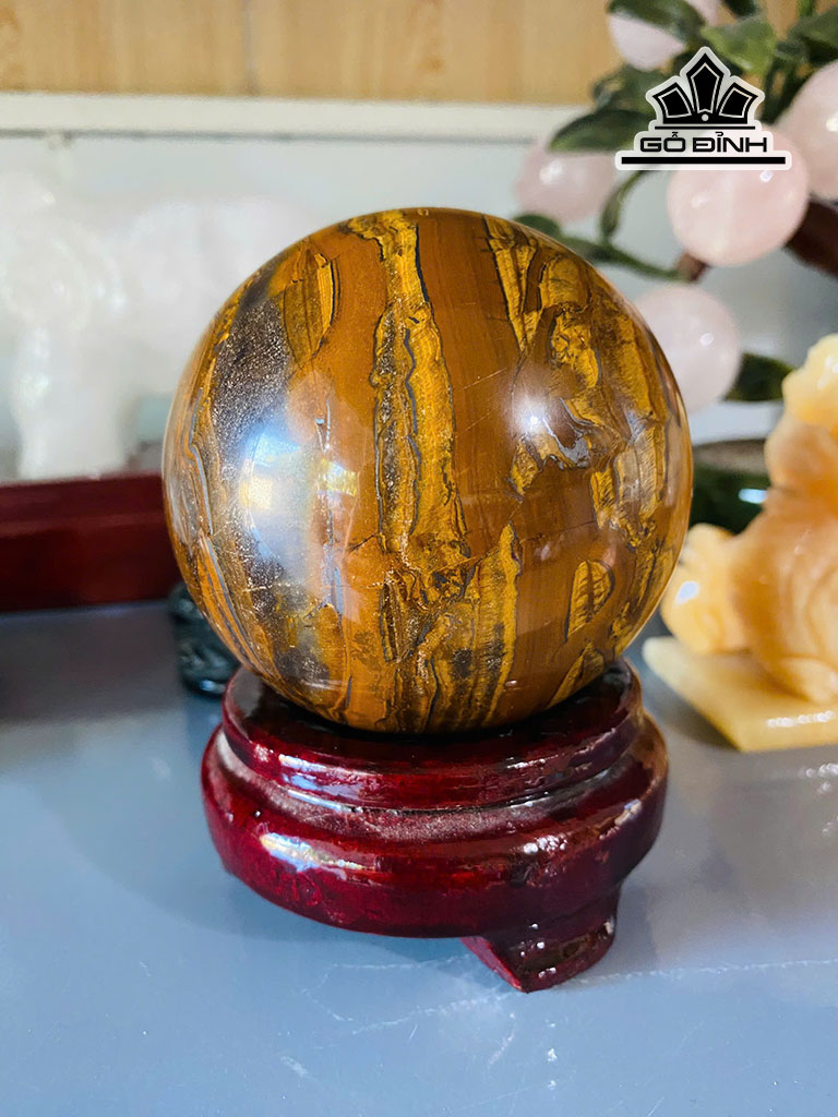 Bi Cầu Đá Thạch Anh Mắt Hổ Đường Kính 8,2 (cm)
