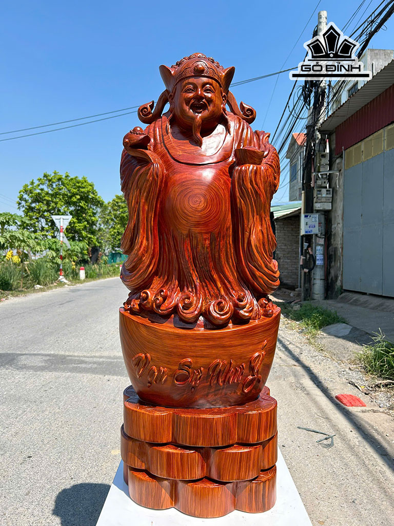 Tượng Thần Tài Gỗ Cẩm Cao 117 Ngang 44 Sâu 25 (cm) 89kg