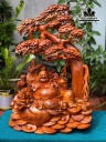 Tượng Phật Di Lặc Tam Phúc Gỗ Hương Cao 83 Ngang 60 Sâu 39 (cm)