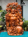 Tượng Phật Di Lặc Tam Phúc Gỗ Hương Cao 88 Ngang 50 Sâu 24 (cm)