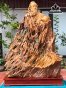 Tượng Thần Trà Gỗ Lũa Dổi Cao 114 Ngang 79 Sâu 16 (cm)