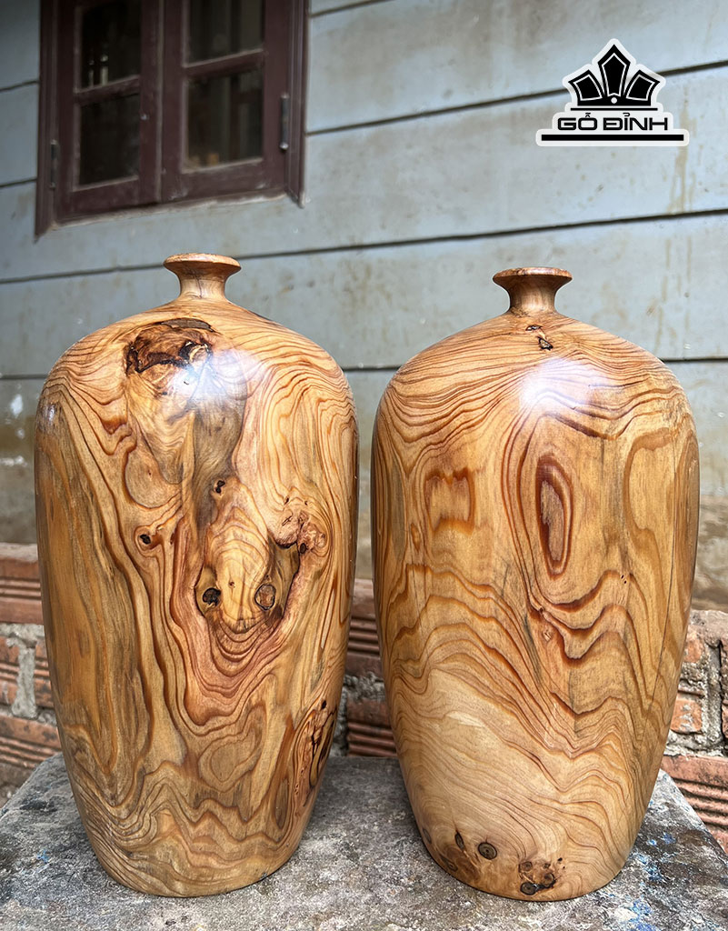 Cặp Chum Phú Quý Gỗ Thủy Tùng Cao 32 Đường Kính 17 (cm)