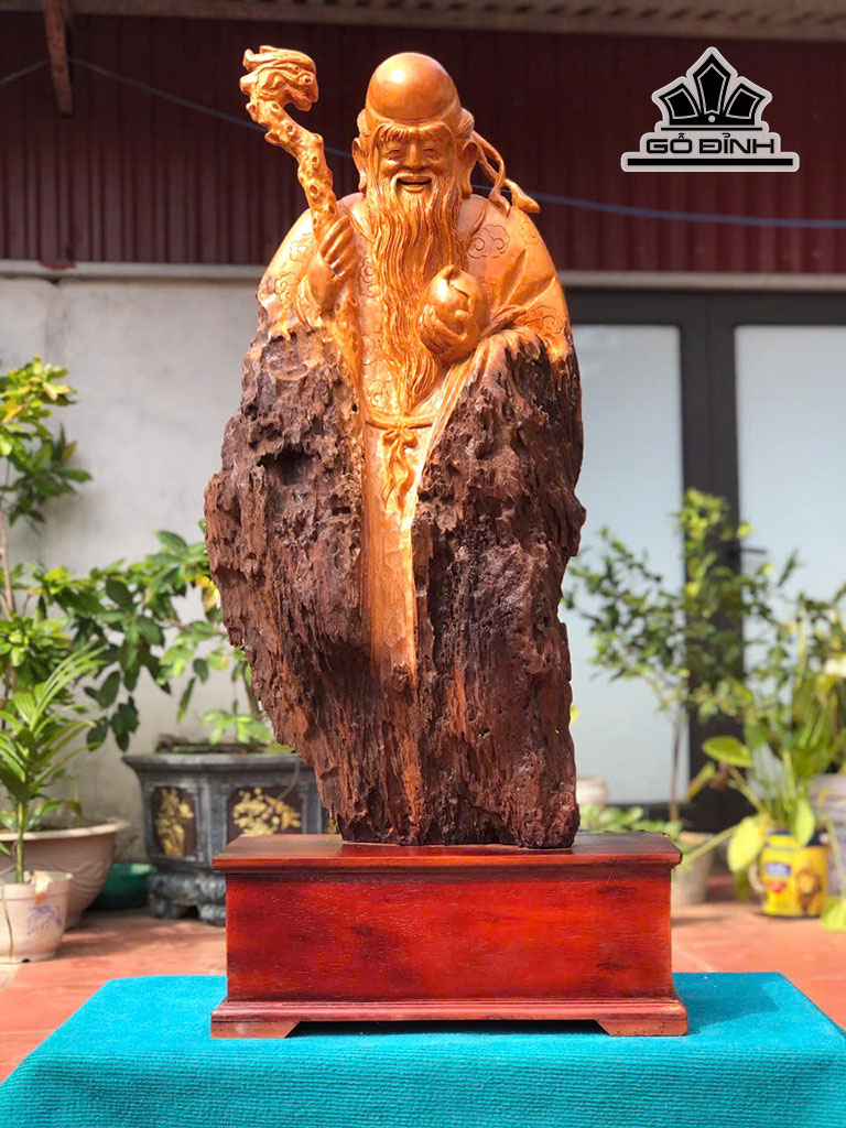 Tượng Ông Thọ Gỗ Hương Cao Cả Kỷ 114 Riêng Kỷ Cao 19 Ngang 42 Sâu 25 (cm)