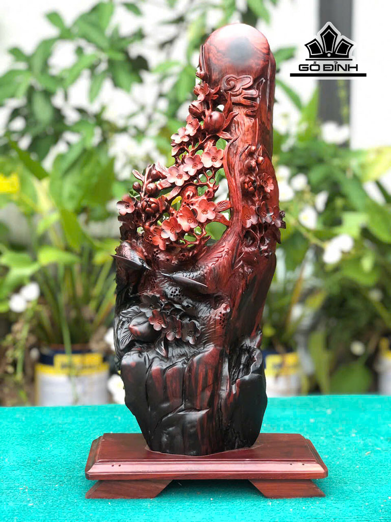 Tượng Song Trĩ Gỗ Trắc Cao 50 Ngang 20 Sâu 11 (cm)