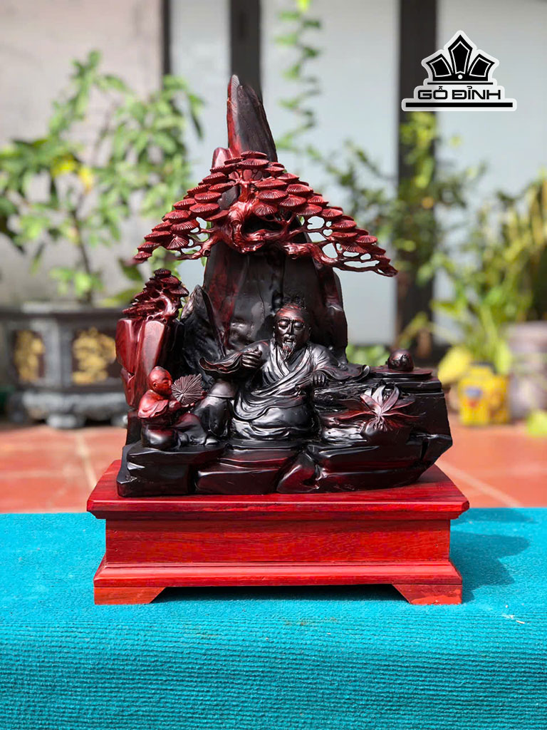 Tượng Thần Trà Gỗ Trắc Cao Cả Kỷ 52 Riêng Kỷ Cao 10 Ngang 55 Sâu 20 (cm)