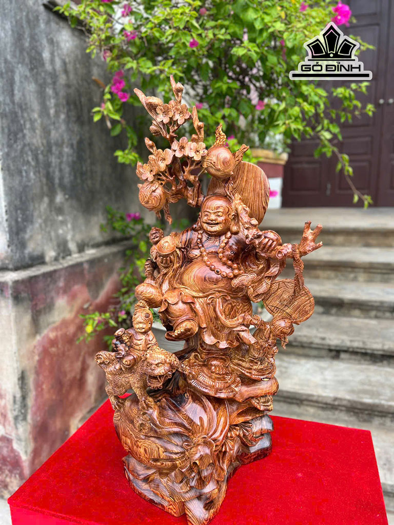 Tượng Phật Di Lặc Tam Phúc Gỗ Cẩm Cao 69 Ngang 35 Sâu 25 (cm)