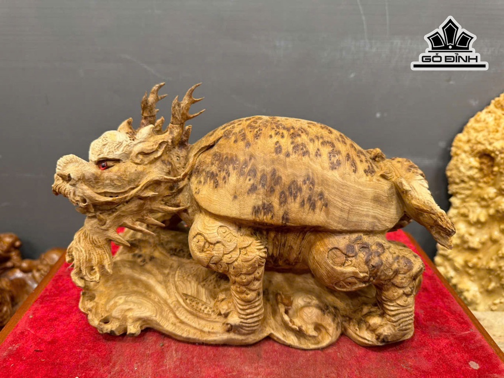 Tượng Long Quy Gỗ Nu Ngọc Am Cao 18 Ngang 30 Sâu 17 (cm)