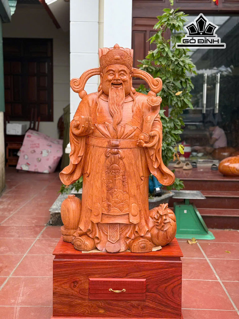 Tượng Thần Tài Gỗ Hương Đá Cao Cả Kỷ 158 - Riêng Tượng 118 Ngang 70 Sâu 30 (cm)