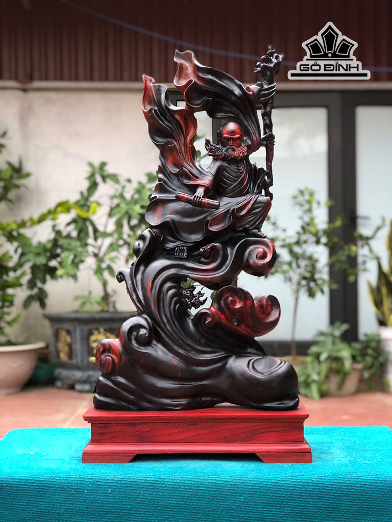 Tượng Đạt Ma Múa Võ Gỗ Trắc Cao 82 Ngang 40 Sâu 15 (cm)