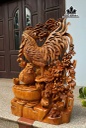 Tượng Gia Đình Gà Gỗ Ngọc Am Cao 93 Ngang 60 Sâu 28 (cm)