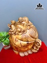 Tượng Phật Di Lặc Ngự Bao Tiền Gỗ Nu Hương Cao 44 Ngang 42 Sâu 22 (cm)