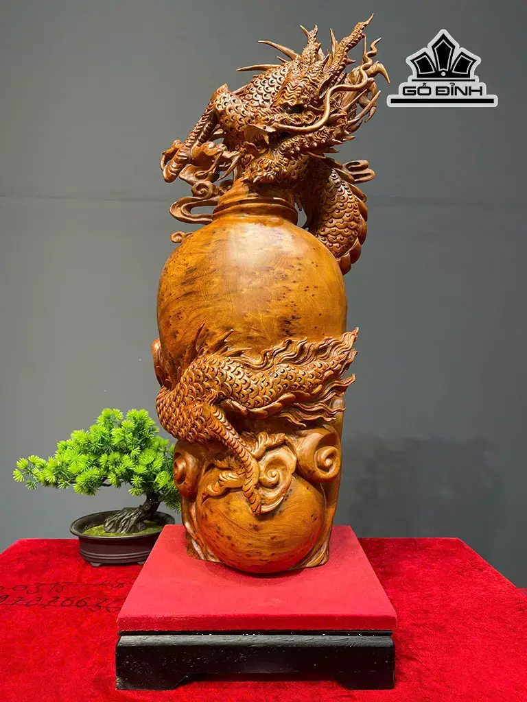 Tượng Nhất Long Chấn Bình Gỗ Nu Ngọc Am Cao Cả Kỷ 72 Ngang 28 Sâu 25 (cm) - Kỷ Cao 7
