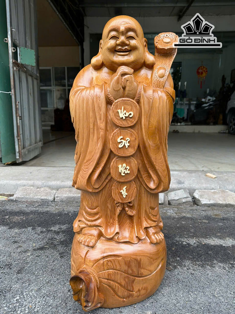 Tượng Phật Di Lặc Chúc Phúc Gỗ Ngọc Am Cao 83 Ngang 30 Sâu 32 (cm)
