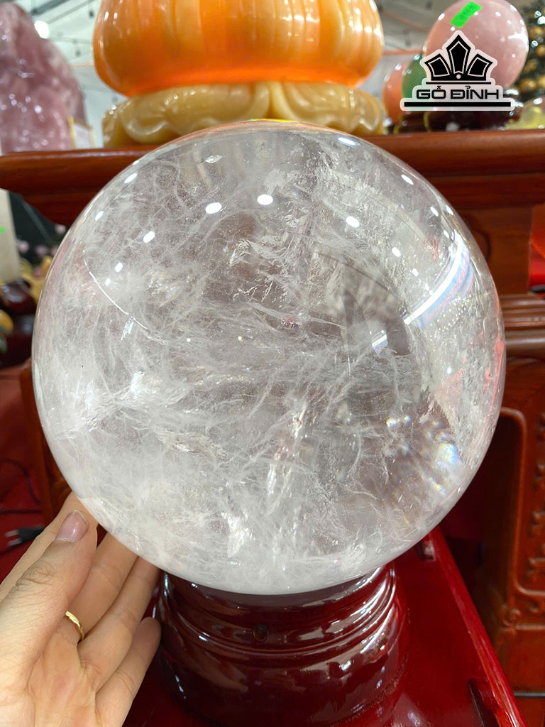 Bi Cầu Đá Thạch Anh Trắng Đường Kính 18 (cm) 8,5kg