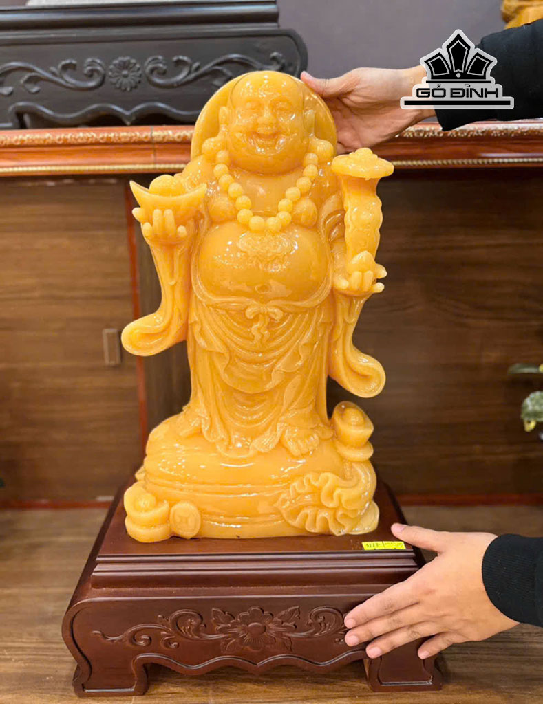 Tác Phẩm Phật Di Lặc Đá Ngọc Hoàng Long Cao 55 Ngang 30 Sâu 15 (cm) - Cả Đế Cao 68