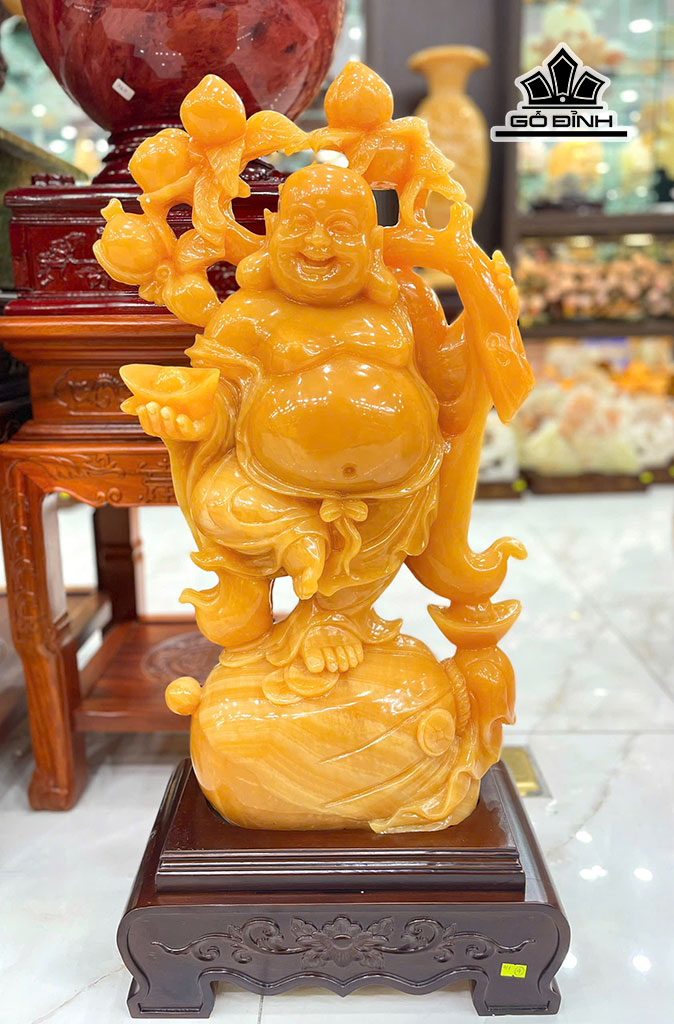 Tác Phẩm Phật Di Lặc Đá Ngọc Hoàng Long Cao 72 Ngang 41 Sâu 16 (cm) - Cả Đế Cao 83