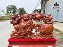 Tượng Phật Di Lặc Kéo Bao Tiền Gỗ Cẩm Cao 36 Ngang 61 Sâu 18 (cm) - Kỷ Cao 10 (cm)