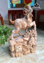 Tượng Dê Phong Thủy Gỗ Ngọc Am Cao 58 Ngang 35 Sâu 16 (cm)