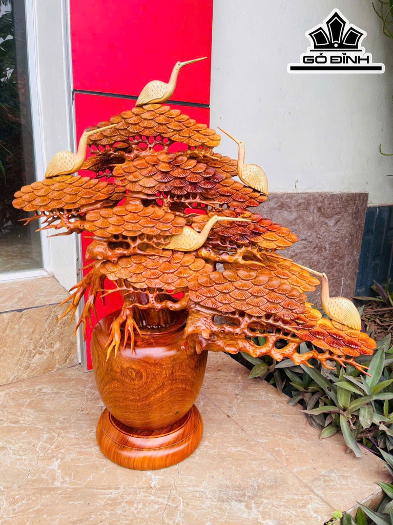 Bình Tùng Gỗ Hương Cao 65 Ngang 55 Sâu 26 (cm) - 9kg