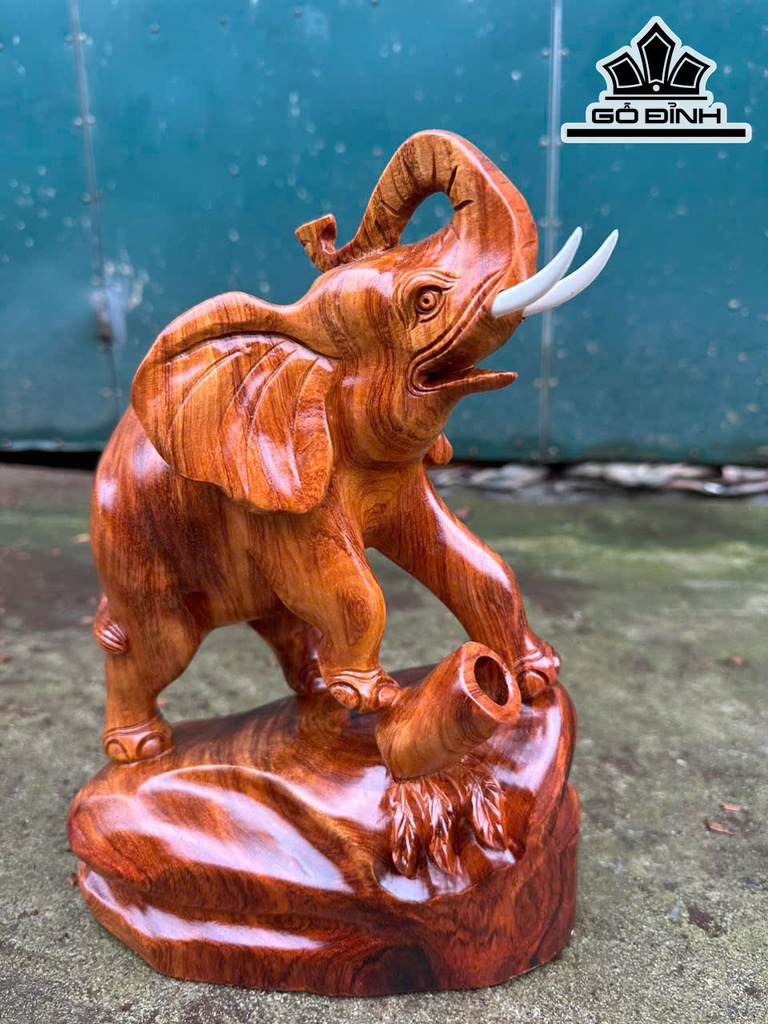 Tượng Voi Gỗ Hương Cao 30 Ngang 21 Sâu 11 (cm)