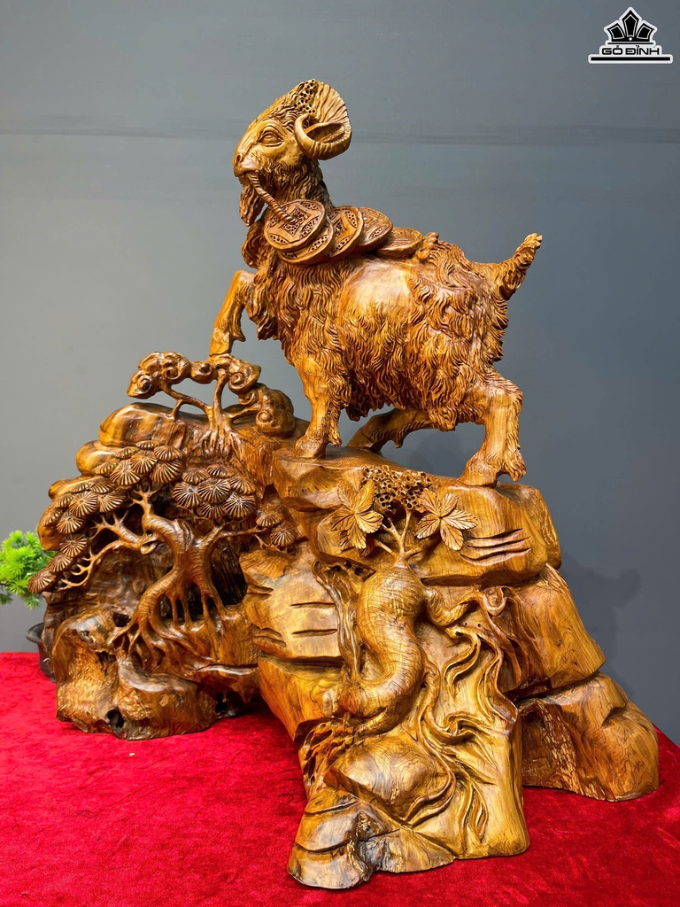 Tượng Nhất Dương Gỗ Bách Xanh Cao 58 Ngang 55 Sâu 33 (cm)