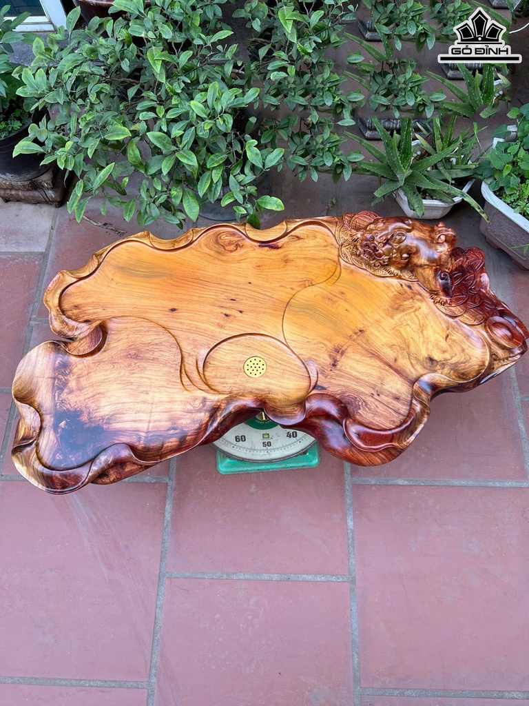 Khay Trà Nghê Gỗ Hương Rộng 91 Sâu 46 Dày 8 (cm)