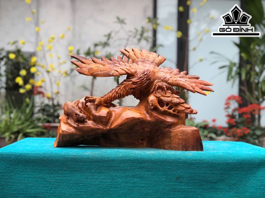 Tượng Đại Bàng Gỗ Hương Cao 33 Ngang 47 Sâu 21 (cm)