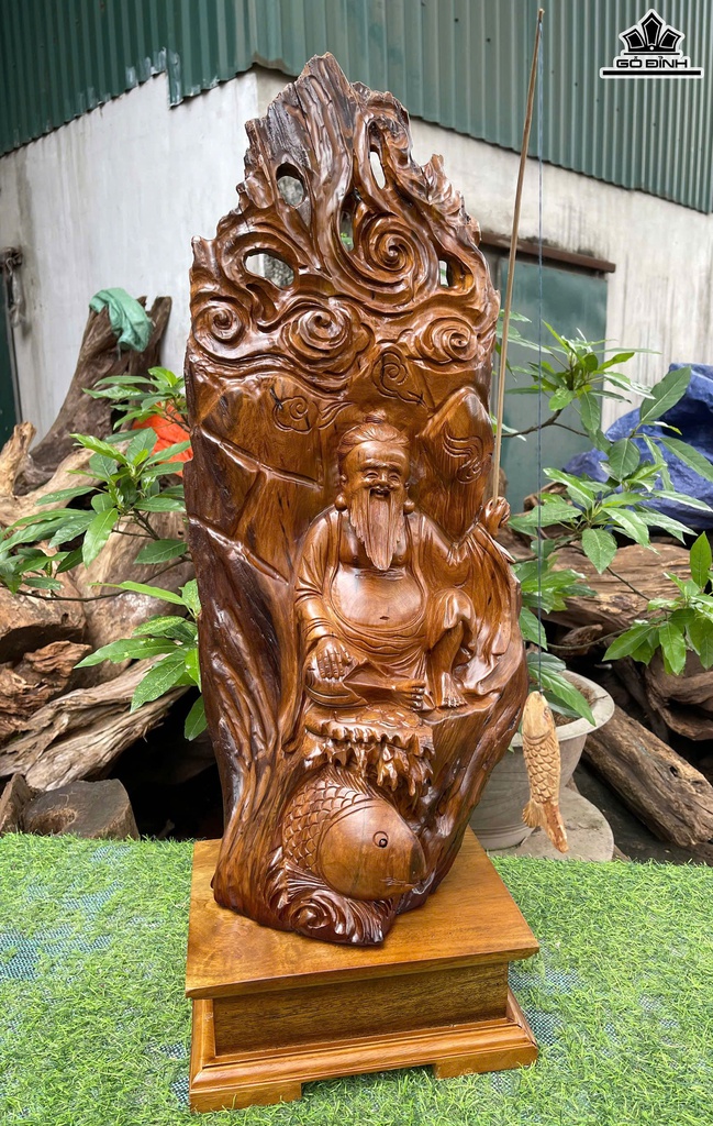 Tượng Gỗ Lã Vọng Gỗ Bách Xanh Cao Cả Kỷ 75 Ngang 28 Sâu 18 (cm) - Kỷ Cao 10 (cm)
