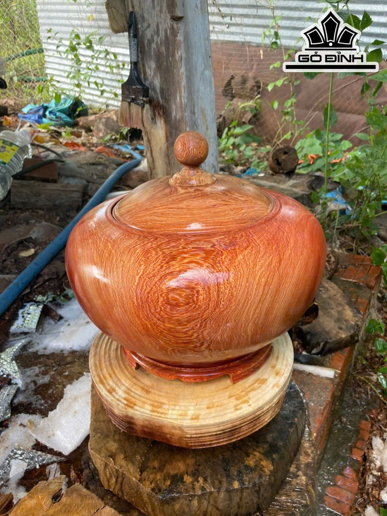 Bình Ủ Trà Gỗ Hương Cao 30 Đường Kính 34 (cm) - 1,5Lít