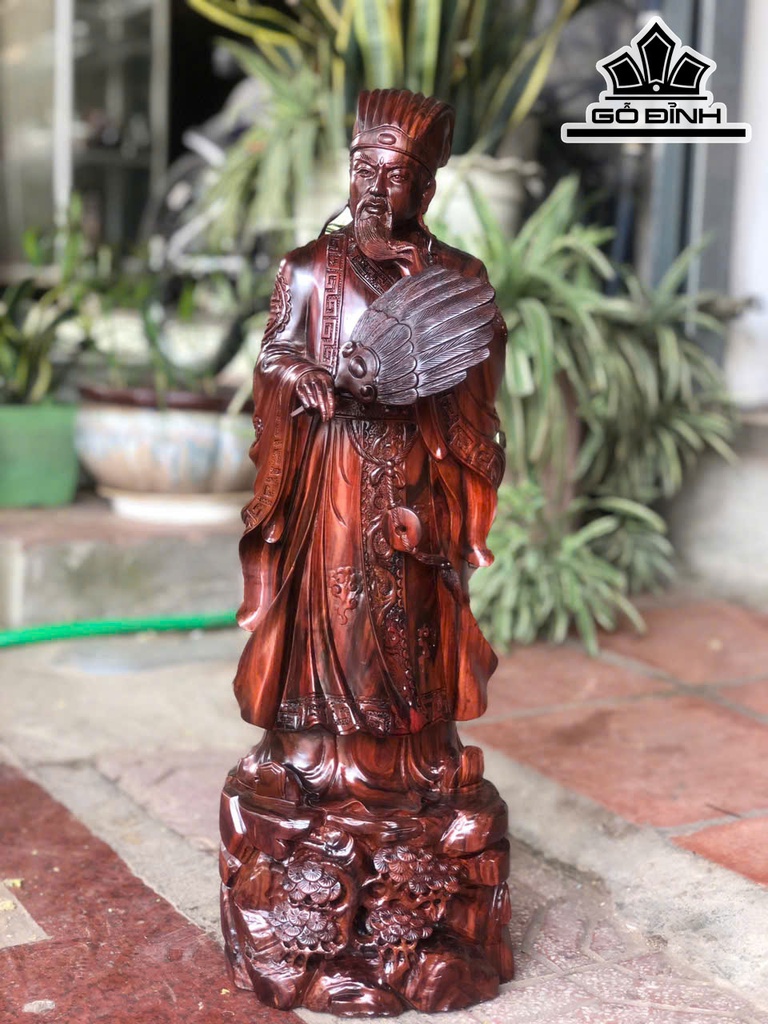 Tượng Gia Cát Lượng Gỗ Trắc Cao 60 Ngang 20 Sâu 18 (cm)