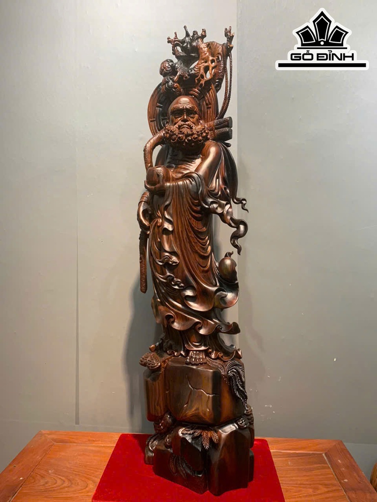 Tượng Đạt Ma Sư Tổ Gỗ Trắc Cao 96 Ngang 25 Sâu 21 (cm)